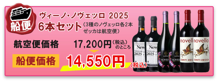 船便 ヴィーノ・ノヴェッロ6本セット 2025