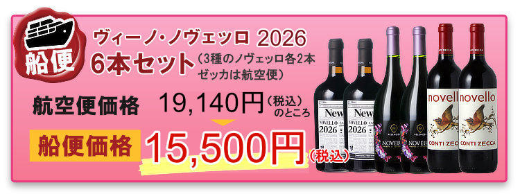 船便！ヴィーノ・ノヴェッロ 2026 6本セット